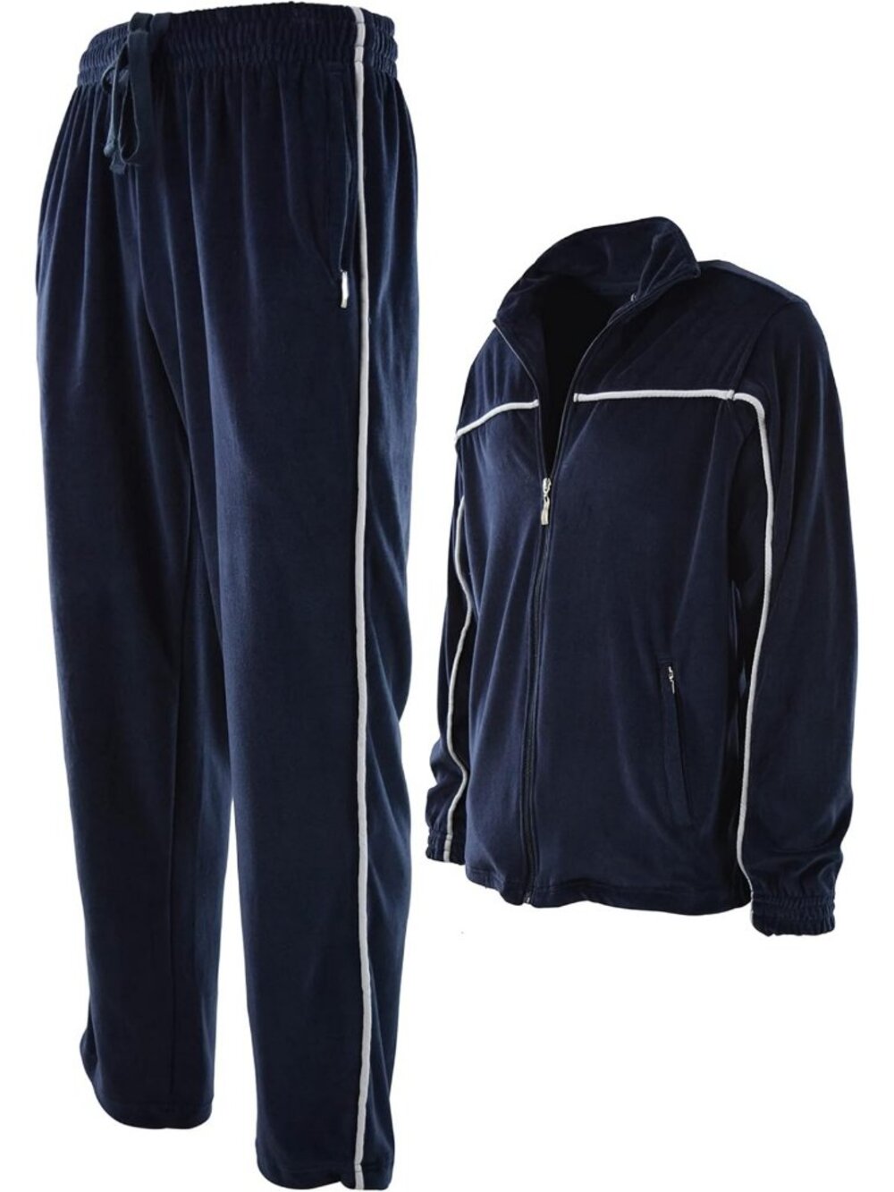 Stylish Men's Velour Tracksuit with Zippered Pockets - Comfortable & Trendy